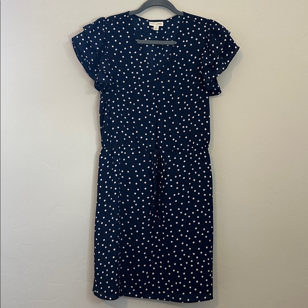Maison Jules Navy Polka Dot Dress